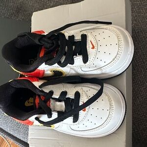 Nike Kids White, Black, and Orange Sneakers